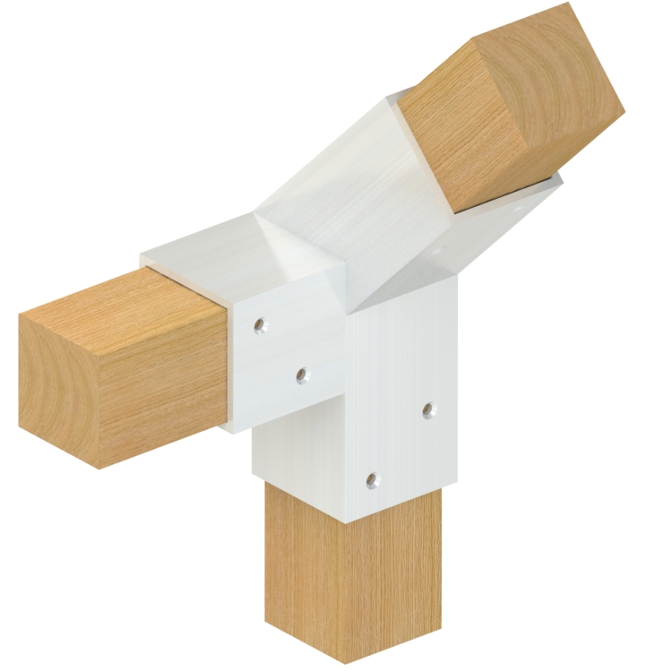 Topclamp Wood 3-way 45° right (Wood) beam connector