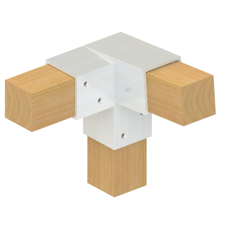 Topclamp Wood 3-way 5° left blunt beam connector