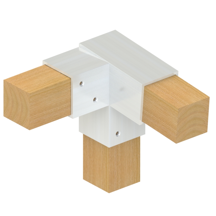Topclamp Wood 3-way 5° right sharp beam connector