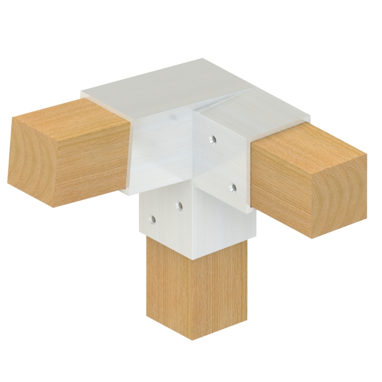 Topclamp Wood 3-way 5° right blunt beam connector
