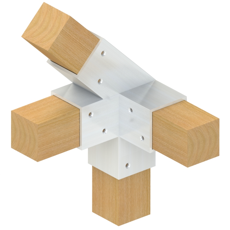 Topclamp Wood 4-way 45° left beam connector