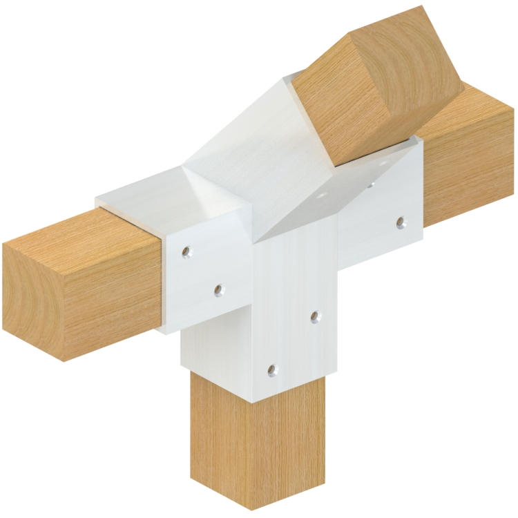 Topclamp Wood 4-way 45° centre beam connector