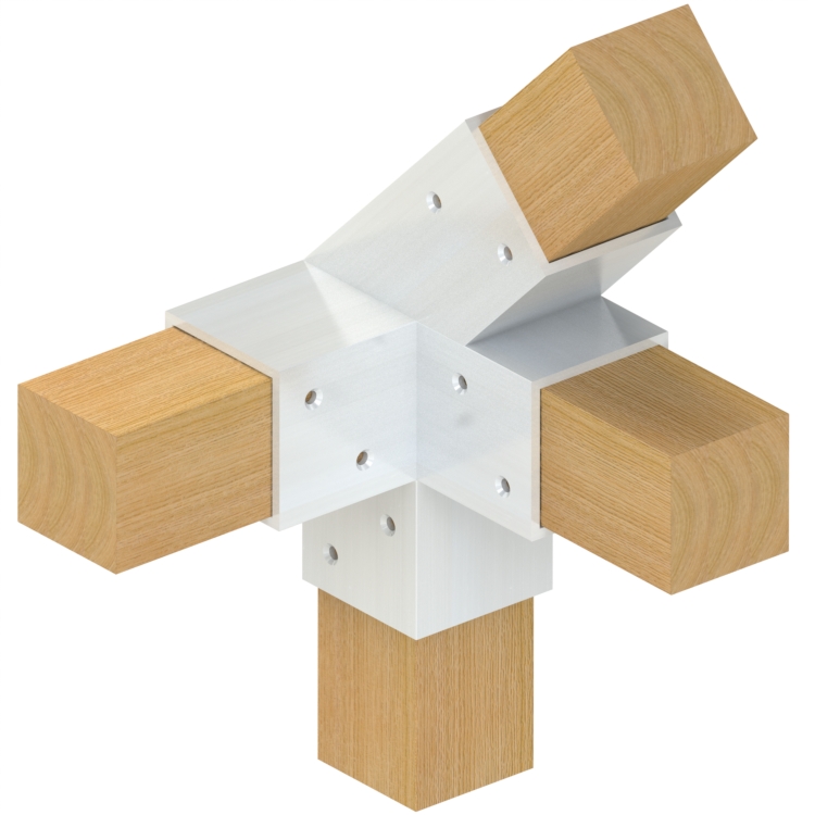 Topclamp Wood 4-way 45° right beam connector