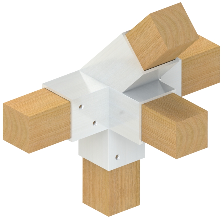 Topclamp Wood 5-way 45° beam connector