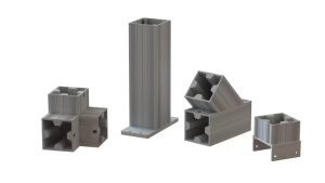 Topclamp Industrial connectors for modular railings and frames around industrial stairs